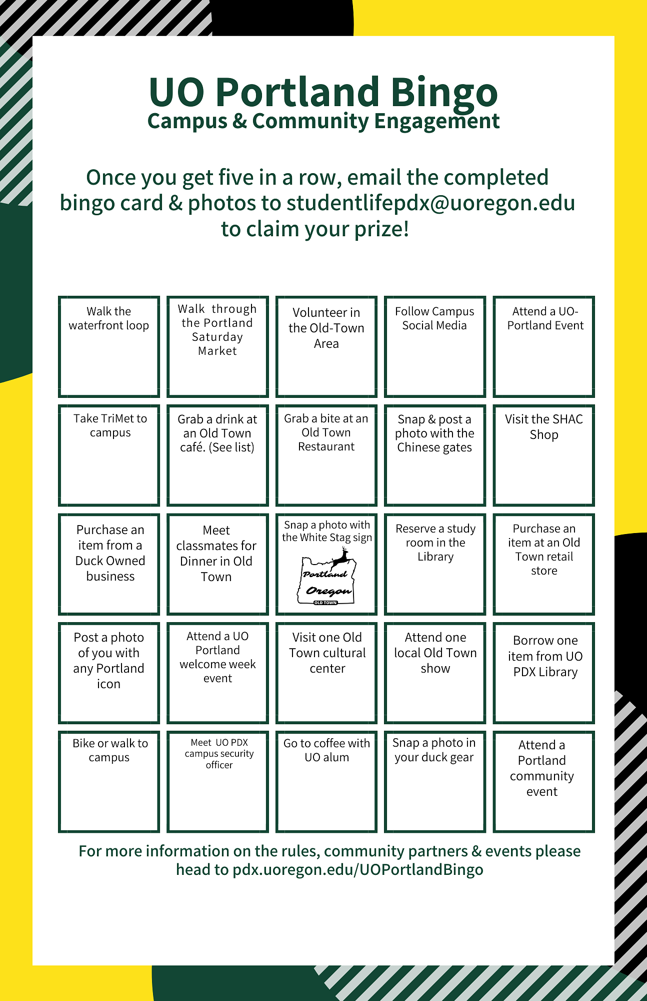 UO Portland Bingo Card