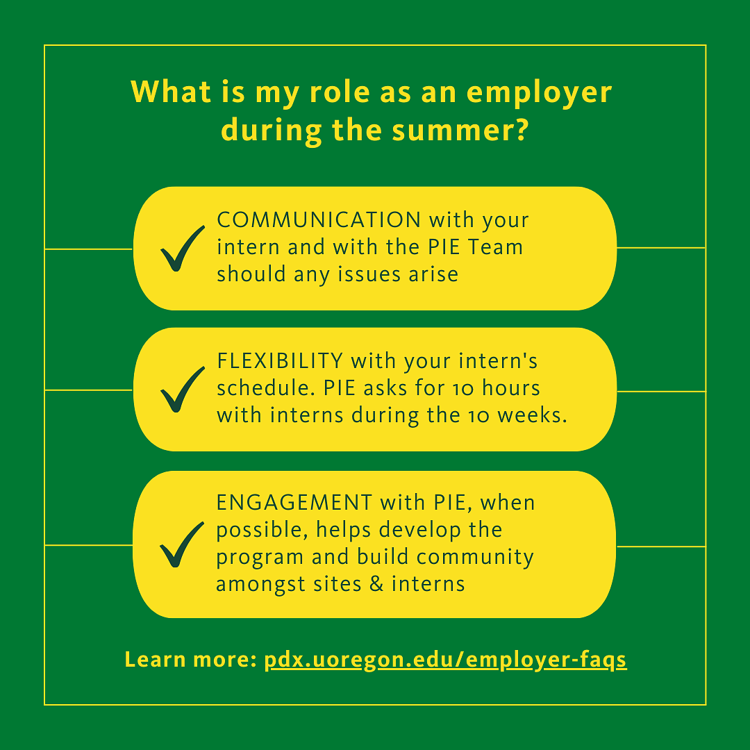 Image Description: What's my role during the summer? Communicate, have flexibility and engage with the PIE program