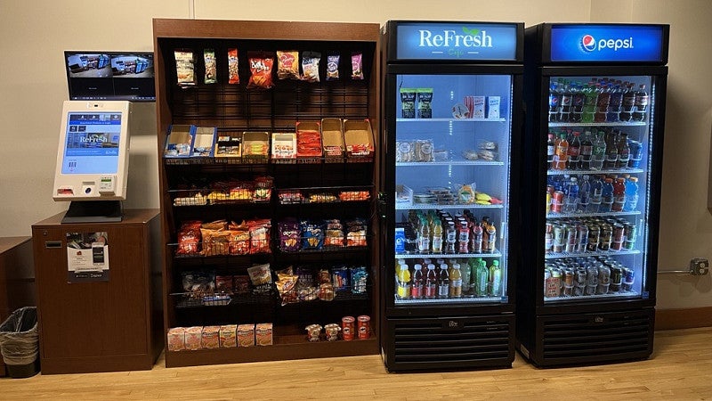 The Grab-and-Go at White Stag consists of snacks, drinks, and refrigerated sandwiches