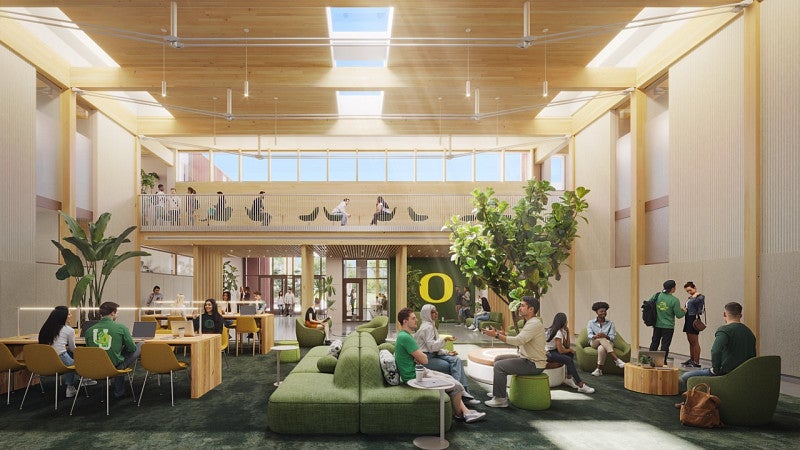 Rendering of the student hub in the Tykeson Child Behavioral Health Building