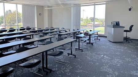 Large classroom with seating for up to 50. 