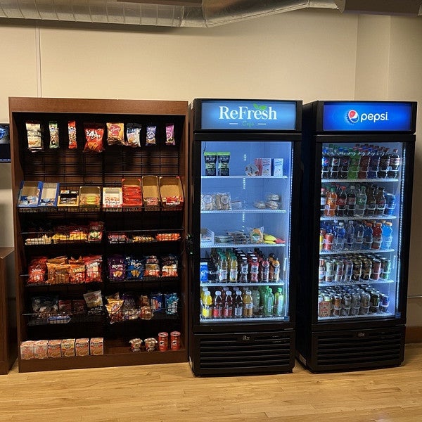 The Grab-and-Go at White Stag consists of snacks, drinks, and refrigerated sandwiches