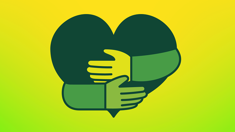 arms hugging a heart