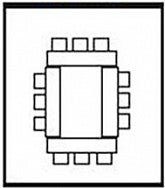 Square room setup option The square room setup option features four tables forming a square shape.